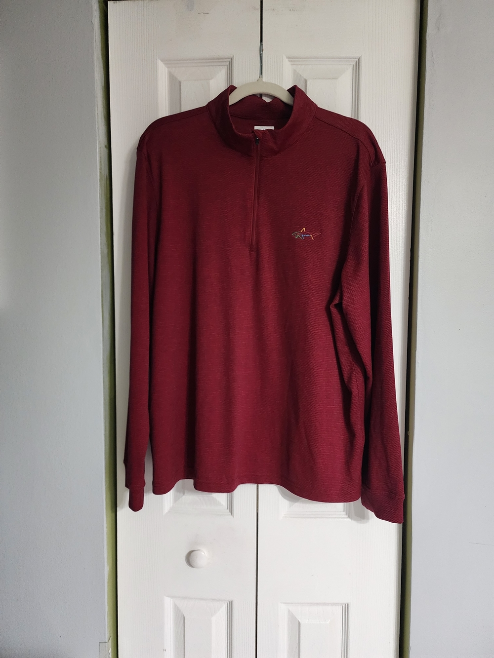 Greg Norman Collection Burgundy Textured Polo Long Sleve Shirt LARGE
